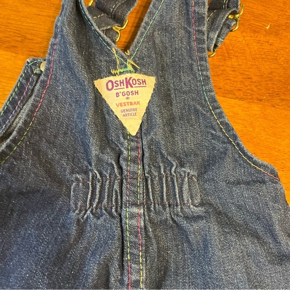 Vintage Osh-Kosh Denim Overalls blue patch size 12 months 100% cotton - Picture 6 of 9
